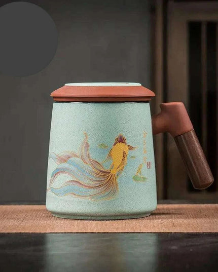 Sophisticated Purple Clay Travel Tea Mug Set with Infuser and Lid - 400ml for Office and Leisure