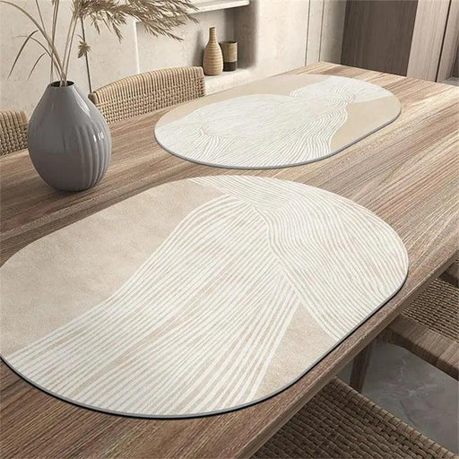 Elegant Oval Leather Dining Table Placemats with Heat Insulation