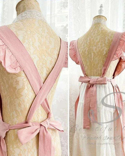 Charming Retro Floral Cotton-Linen Apron Dress for Women