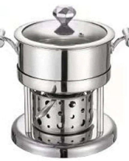 Solo Dining Stainless Steel Pot Set with Integrated Alcohol Burner