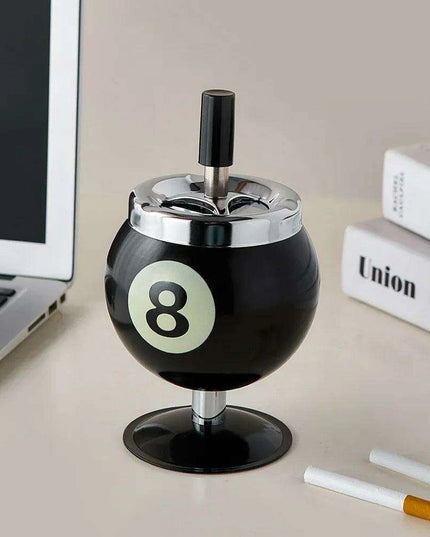Chic Billiards-Inspired Metal Ashtray - Stylish Smoking Accessory and Decorative Accent for Home and Office