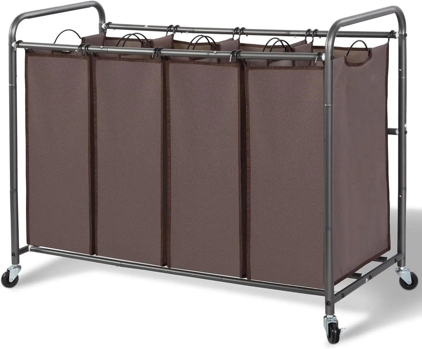 4-Section Portable Laundry Organizer with Waterproof Bags for Effortless Sorting