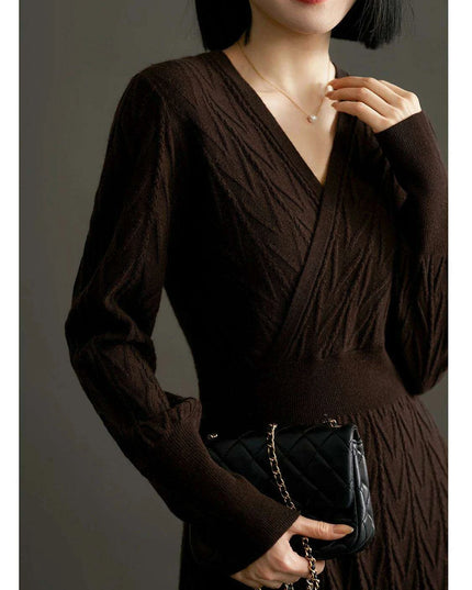 Cozy Cashmere-Wool Blend Slim Fit Knit Dress for Women - Essential Autumn/Winter Fashion