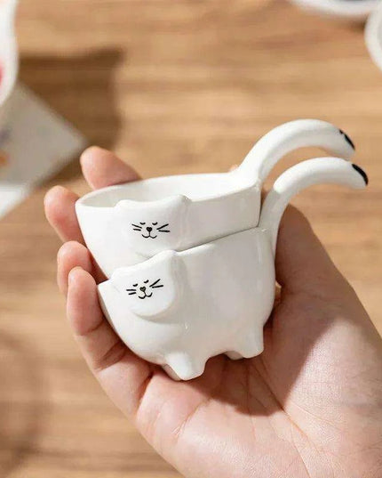 Charming Bunny and Kitty Ceramic Sauce Dish Set for Whimsical Dining Experiences