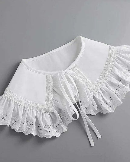 Embroidered Lace Detachable Collar for Women - Elegant White Shawl Accessory