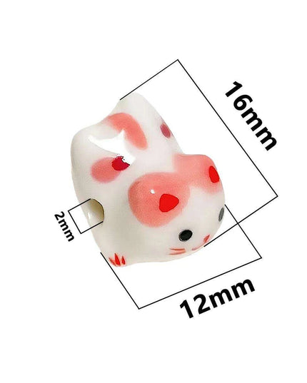 Charming Anime-Inspired Lucky Cat Ceramic Beads for Creative Jewelry Projects - 15x21mm Porcelain Essentials with Vertical Hole