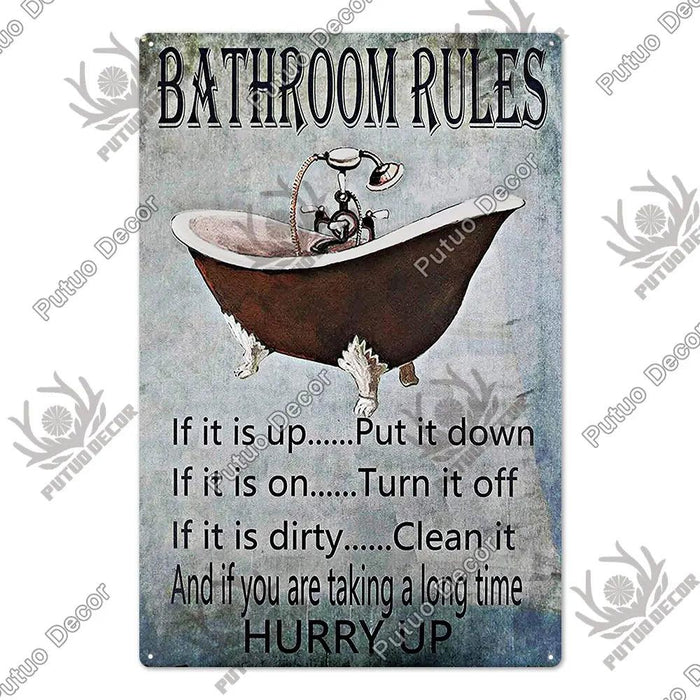 Quirky Retro Toilet Metal Wall Art for Vintage Bathroom Decor