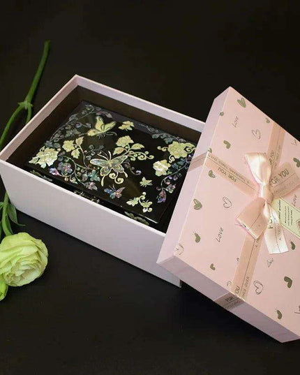 Lustrous Abalone Inlay Jewelry Organizer - Artisan Lacquered Box for Women