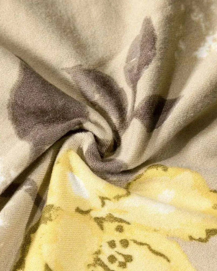 Nordic Floral Stretch Chair Slipcover in Yellow and Tan