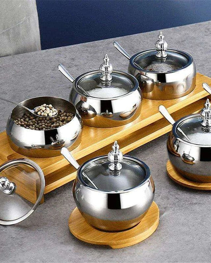 Stainless Steel Spice Storage and Oil Sprayer Set - Essential Organizer for Culinary Lovers