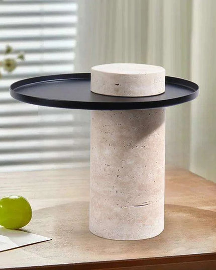 Elegant Travertine Tea Serving Tray Collection - Exquisite Stone Platter for Upscale Entertaining