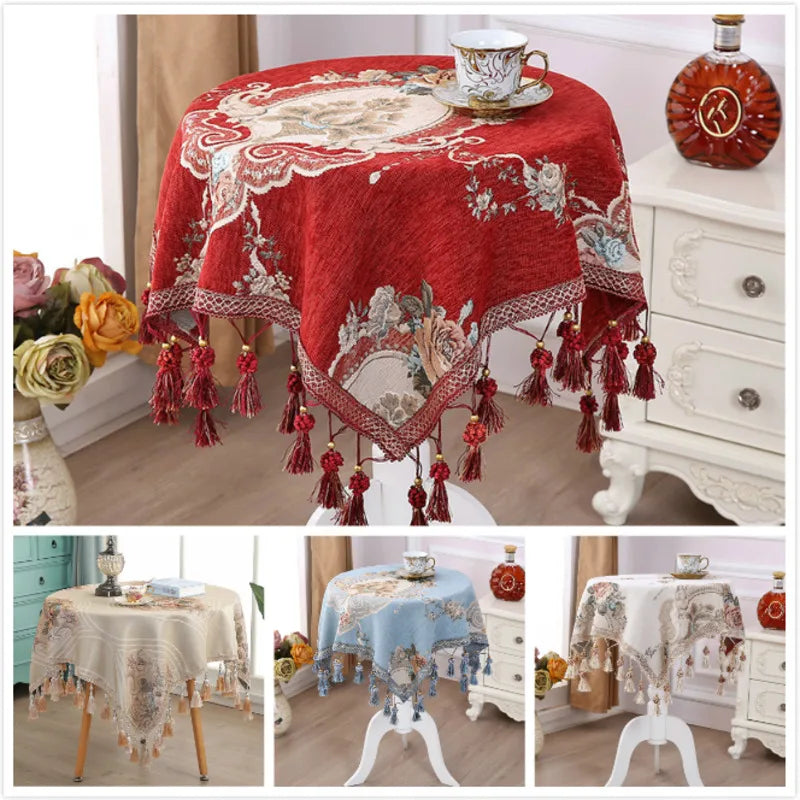 Exquisite Embroidered Fringe Lace Tablecloth