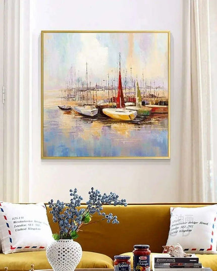 Coastal Calm: Handcrafted Seascape Oil Painting for Tranquil Home Decor