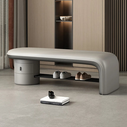 Treasure Home Modern Shoe Changing Stool with Drawers & Minimalist Des