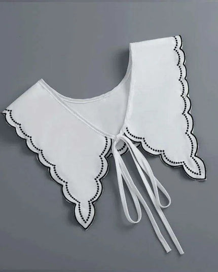 Embroidered Lace Detachable Collar for Women - Elegant White Shawl Accessory