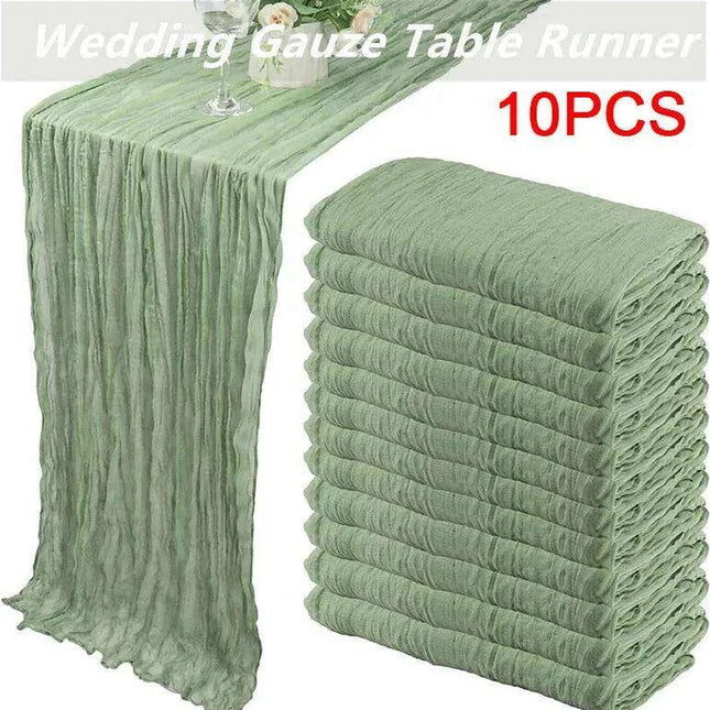 Charming Rustic Cotton Cheesecloth Table Runner Collection - Set of 10