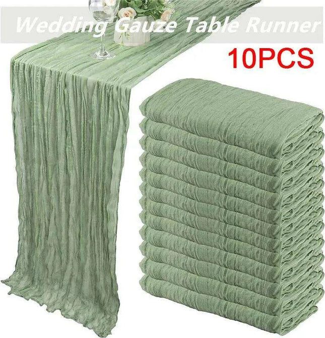 Charming Rustic Cotton Cheesecloth Table Runner Collection - Set of 10