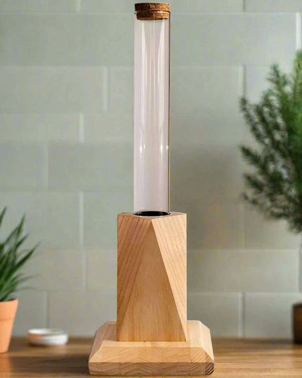 Nordic Chic Glass Test Tube Vase Collection with Wooden Stand - Stylish Hydroponic Plant Display
