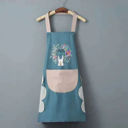 Chic Waterproof Apron for Culinary and Gardening Mastery - Adjustable Cotton-Linen Blend