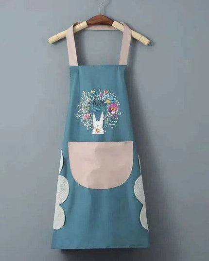 Chic Waterproof Apron for Culinary and Gardening Mastery - Adjustable Cotton-Linen Blend