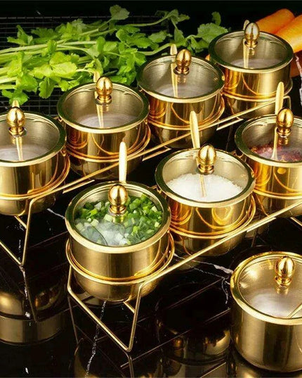 Elegant Stainless Steel Condiment Set with Wasabi Tray - Ideal for Hotpot, Dips, and More