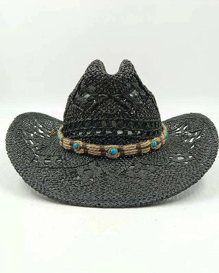 Handcrafted Unisex Denim Straw Cowboy Hat for Ultimate Summer Sun Protection