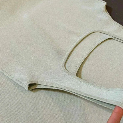 Elegant Midi Dress with Square Neck - Stylish Viscose Stretch