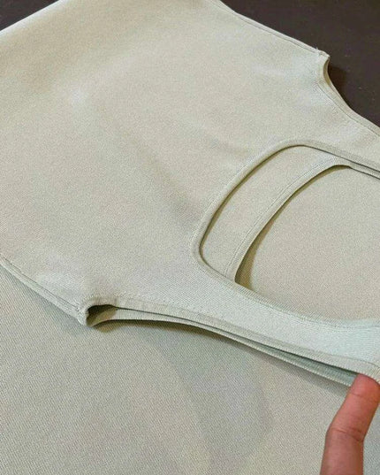 Elegant Midi Dress with Square Neck - Stylish Viscose Stretch