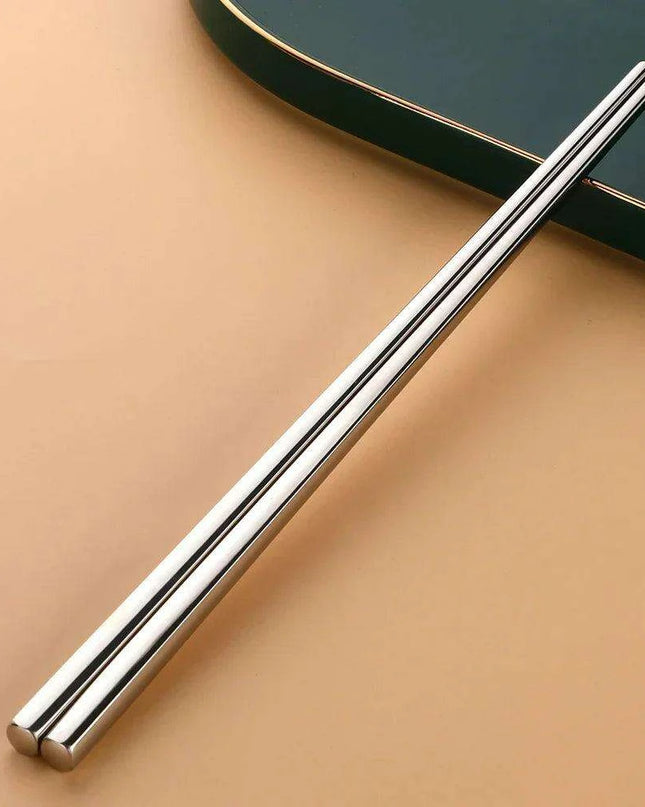 Sleek and Sturdy Stainless Steel Chopsticks - Ergonomic Non-Slip Grip for Sushi and Asian Cuisine