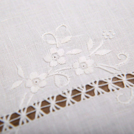 Timeless Vintage Linen Dining Ensemble with Exquisite Embroidery