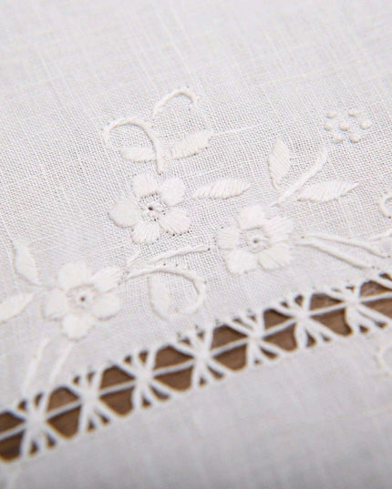 Timeless Vintage Linen Dining Ensemble with Exquisite Embroidery