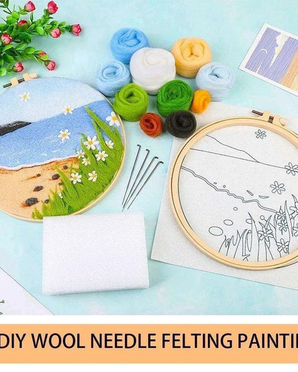 Wool Artistry Felting Kit with Embroidery Frame for Unique Creations