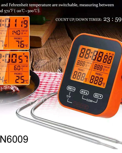 Precision Dual Probe Digital Meat Thermometer for BBQ and Baking Mastery