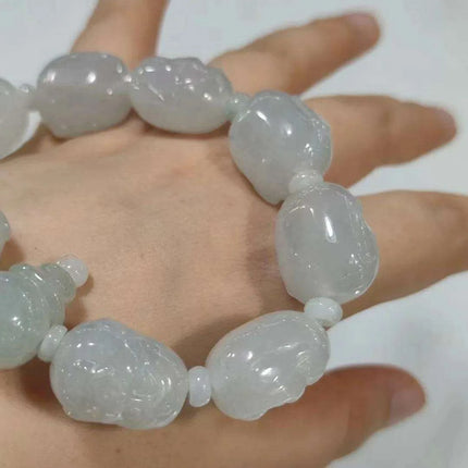 Serene Myanmar Jadeite Buddha Head Beads Bracelets for Couples