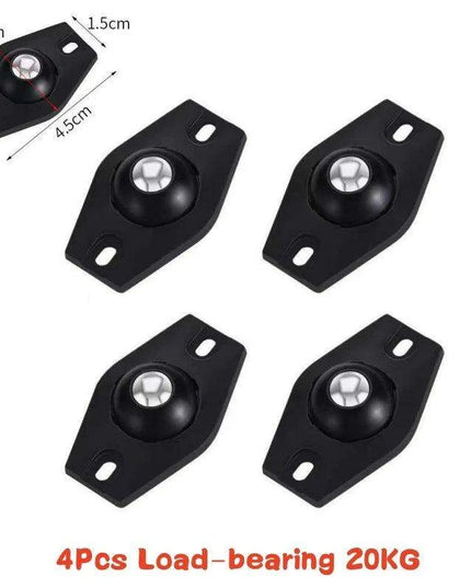 4-Pack Premium Heavy Duty Stainless Steel Furniture Casters with 360° Mobility and Easy Peel-and-Stick Installation (Load Capacity: 20/200Kg)