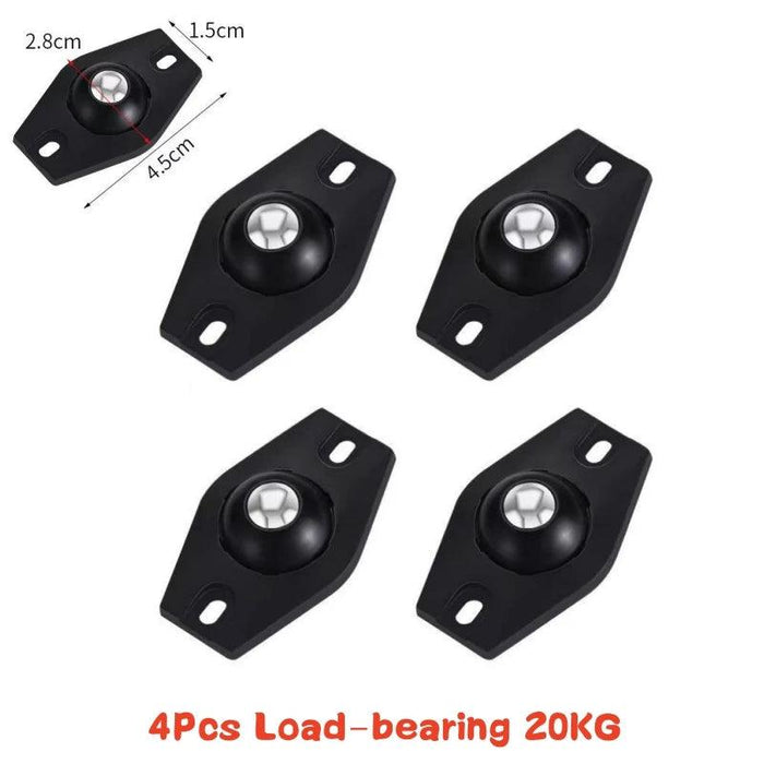 4-Pack Premium Heavy Duty Stainless Steel Furniture Casters with 360° Mobility and Easy Peel-and-Stick Installation (Load Capacity: 20/200Kg)