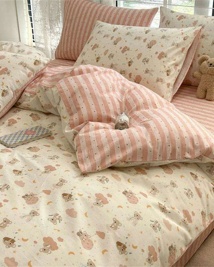 Nordic Lattice Green Grid Bedding Ensemble