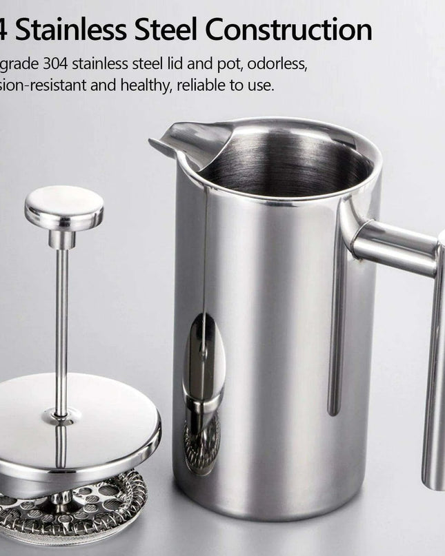 Deluxe Insulated Stainless Steel French Press - Three Sizes: 350ml, 800ml, and 1000ml