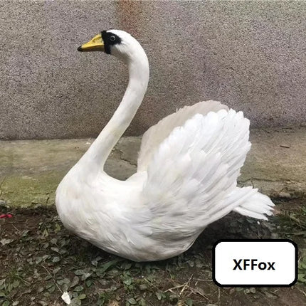 Realistic Large Swan Garden Decoration — Foam & Feather, 50×55cm