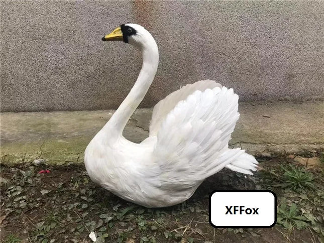 Realistic Large Swan Garden Decoration — Foam & Feather, 50×55cm