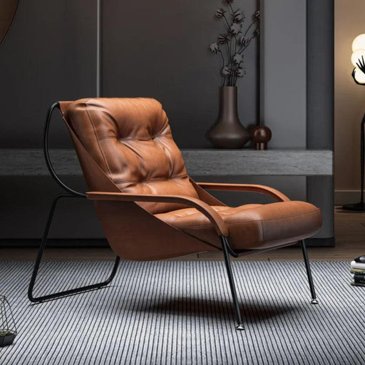 Luxurious Modern Morocco Genuine Leather Accent Chair - Stylish & Cozy Single Seating Option