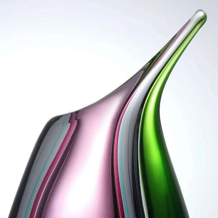 Vibrant Handcrafted Sommerso Glass Teardrop Vase - 9.5" Artistic Centerpiece