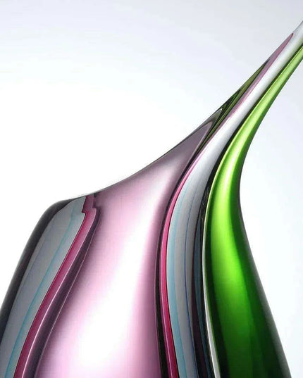 Vibrant Handcrafted Sommerso Glass Teardrop Vase - 9.5" Artistic Centerpiece