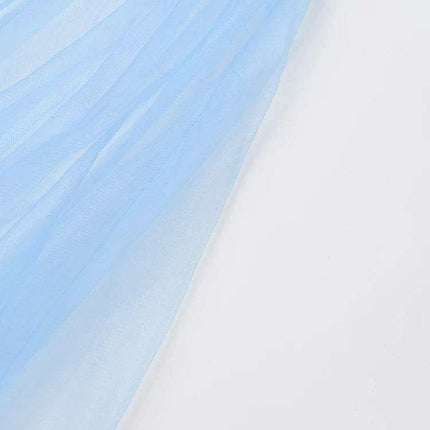 Plus Size Women's Blue Mesh Long Dress with Round Neck & 3/4 Sleeves - 2024 Spring Autumn Fashion JR77105