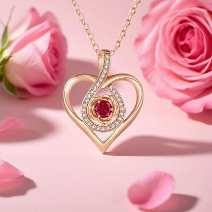 Birthstone Heart Pendant Necklace — Personalised Fine Jewellery Gift for Her