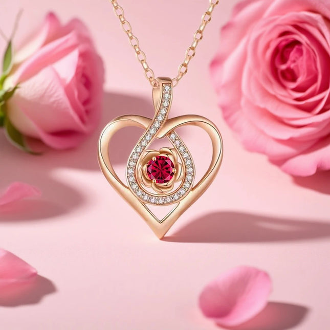 Birthstone Heart Pendant Necklace — Personalised Fine Jewellery Gift for Her
