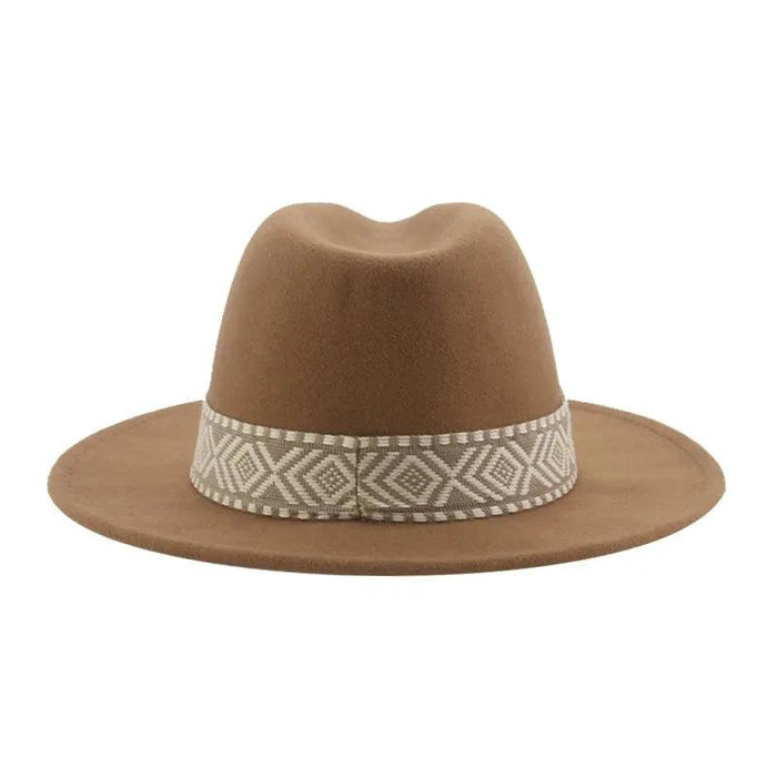 Versatile Unisex Panama Cowboy Hat - Wide Brim Fedora in Classic Camel, Black, and White Felt Options
