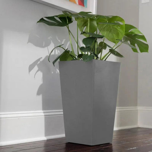 20-in Tall Finley Square Tapered Resin Planter - Cement Gray