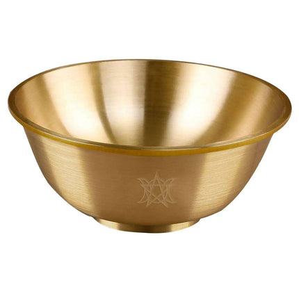 Mystical Copper Altar Bowl with Triple Moon and Pentacle Engravings for Spiritual Rituals