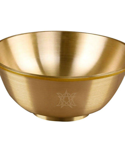 Mystical Copper Altar Bowl with Triple Moon and Pentacle Engravings for Spiritual Rituals